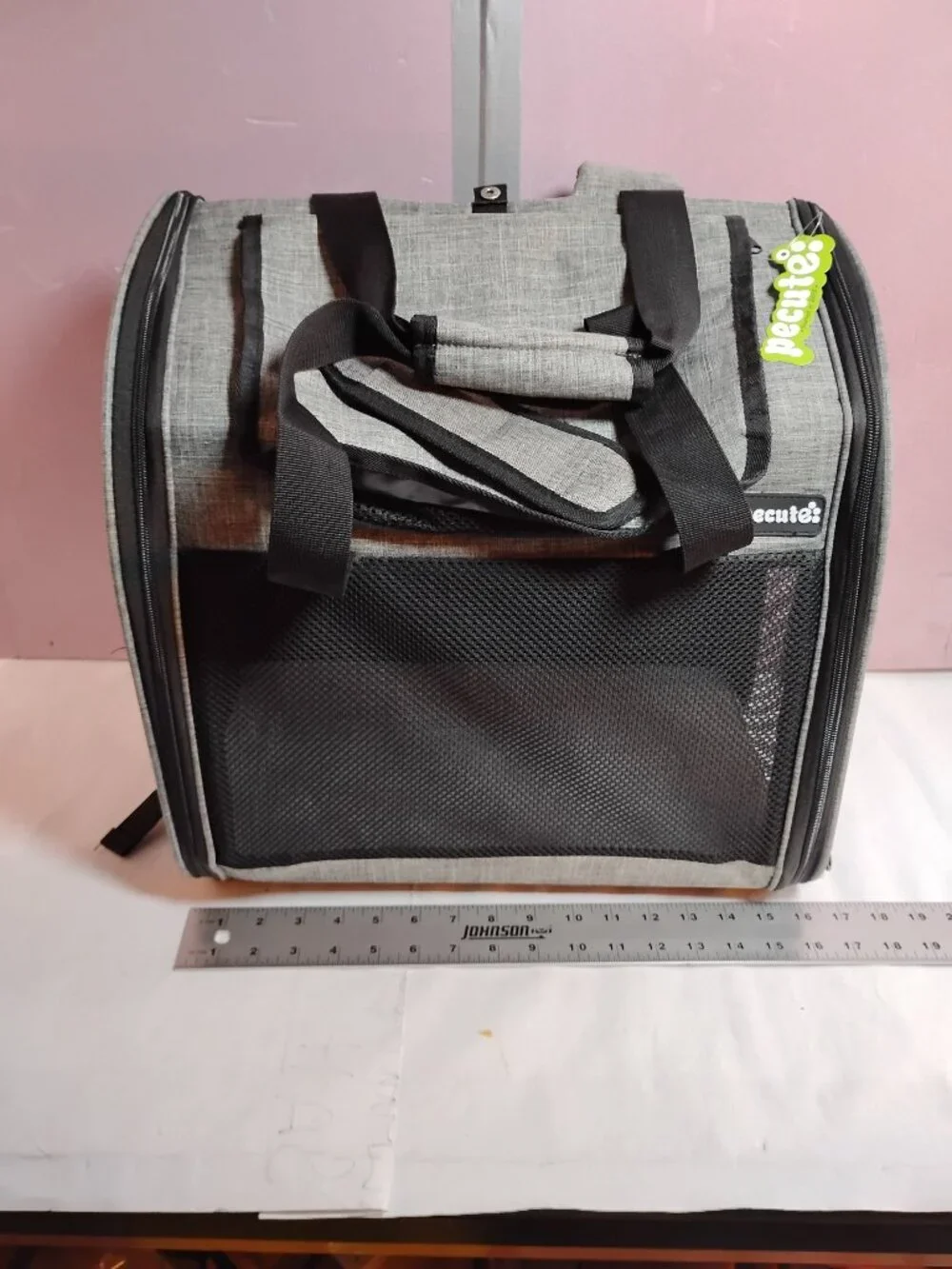 Pecute Pet Carrier Backpack Gray Travel Bag Expandable Mesh for Small Dogs Cats